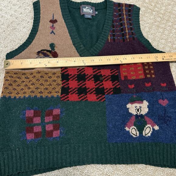 WOOLRICH 100% Wool Sweater Vest Mallard Size M V Neck Teacher - Picture 5 of 9